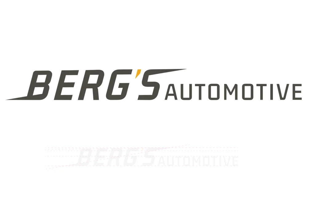 Logo ontwerp voor Bergs automotive. Je ziet hoe het logo uitlijnt in de afbeelding eronder. Logo gemaakt door Studio Ronduit, Pieter Eg